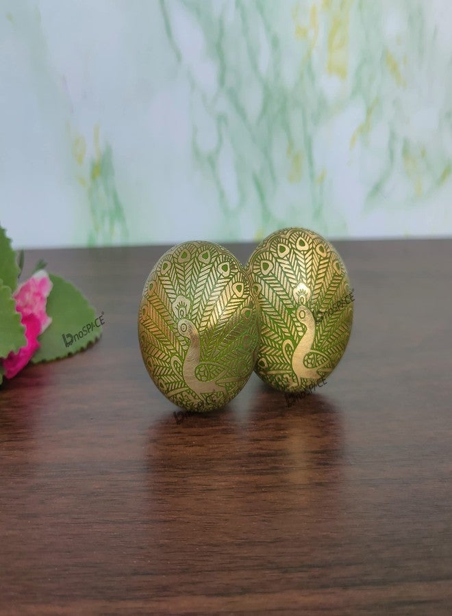 BnoSpace Green Peacock Brass Knobs for Cabinets, Drawers, Dresser Door & Pulls - Set of 4 - Image 4